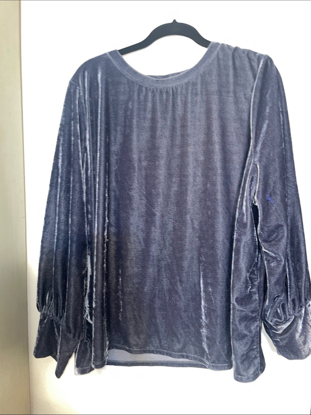 Ava & Viv Velvet Long-Sleeve Top - Dark Blue